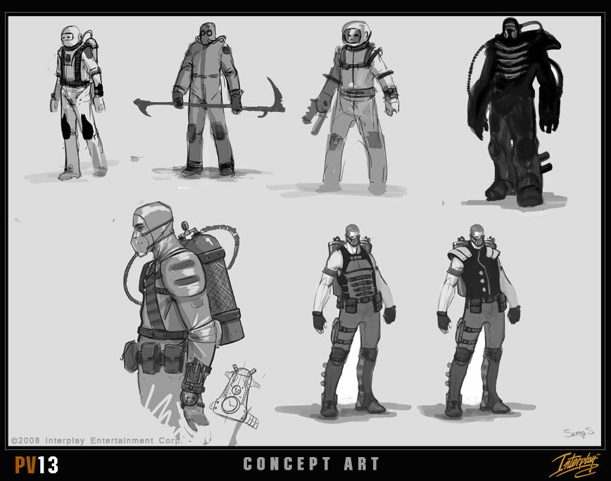 Character Sketches
The 5th concept image from PV13.  If you can't see the image, click on the little box in the center and it will open up a larger sized version in a new page.
Keywords: Interplay Concept Art FOOL Fallout Online PV13 Project V13