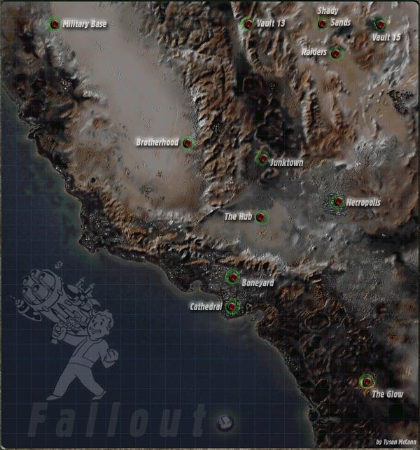 Fan-made Fallout 1 Map
A Fallout 1 map made by Tyson Mccann
Keywords: Fallout 1 Map