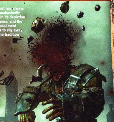 Super Mutant
A Super Mutant getting his head blown apart.  Screenshot from Game Informer July 2007
Keywords: Fallout 3 Game Informer