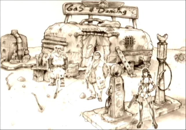 Gas Dancing
Gas station concept art from [url=http://vault.duckandcover.cx/index.php?title=Fallout:_Brotherhood_of_Steel]Fallout: Brotherhood of Steel[/url].
